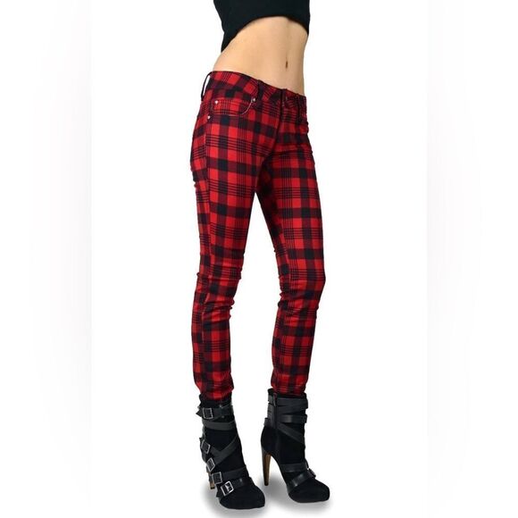 Tripp NYC Daang Goodman Plaid Mid Rise Skinny Pants - Picture 1 of 7